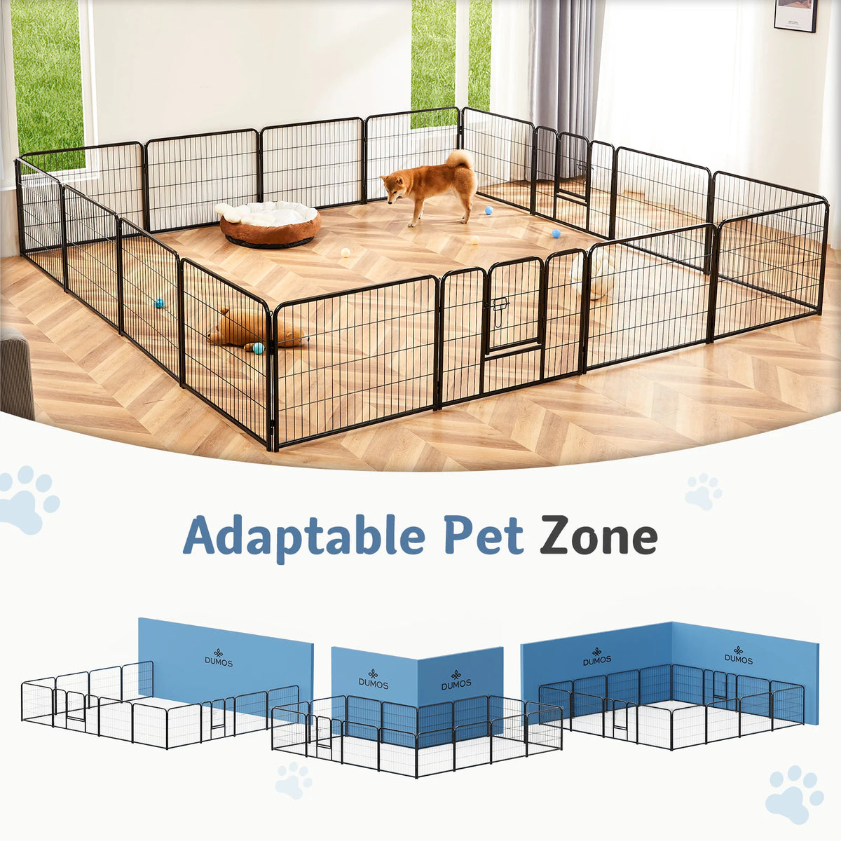 JHK Sturdy Folding Metal Dog Playpen For Outdoor And Indoor Use