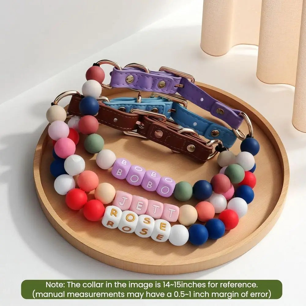 Personalized Beaded Dog Collar With Cotton And Secure Buckle