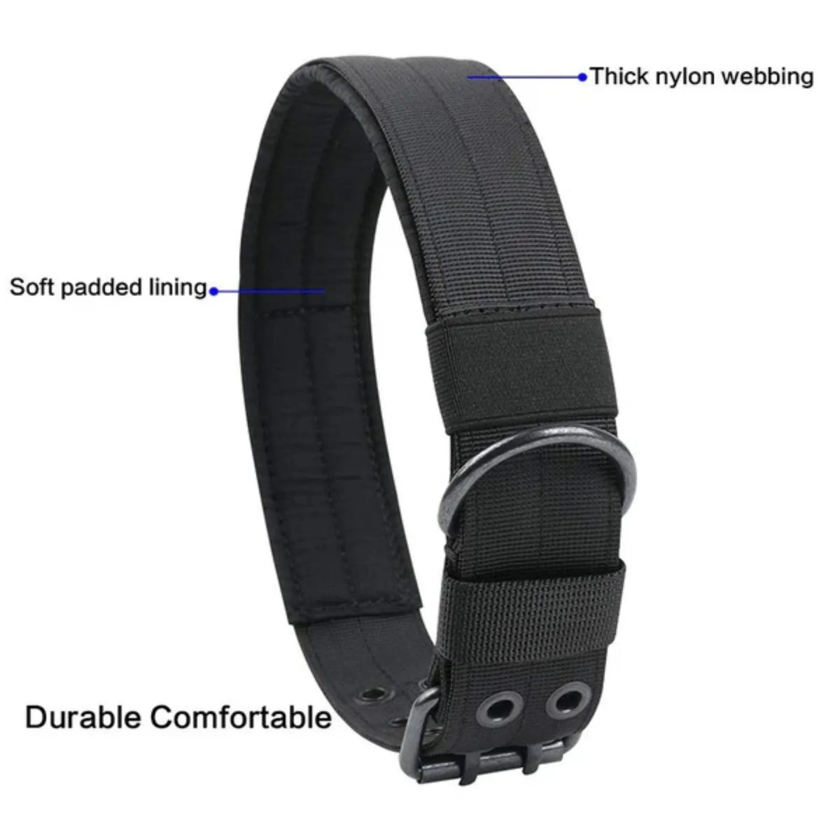 Tactical Heavy Duty Nylon Dog Collar With Metal Buckle
