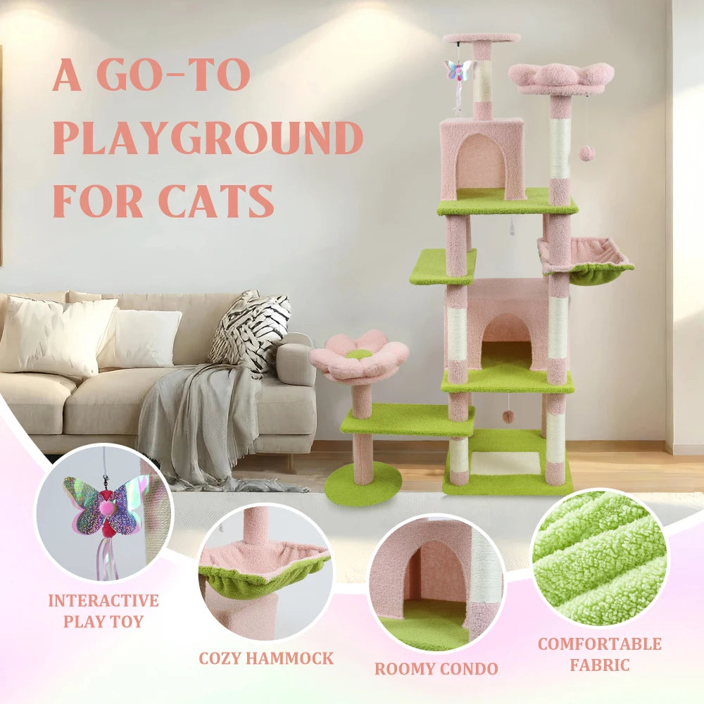 Premium Multi Level Cat Tree With Condo And Hammock