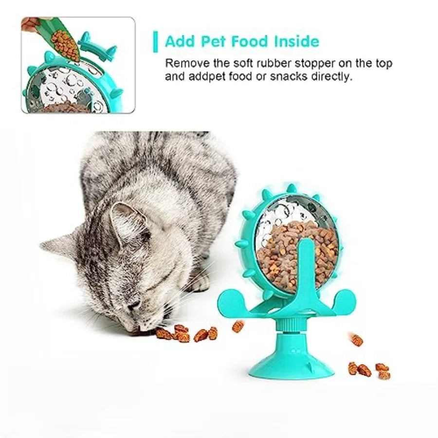 Plastic Interactive Rotating Cat Dog Treat Dispenser Toy