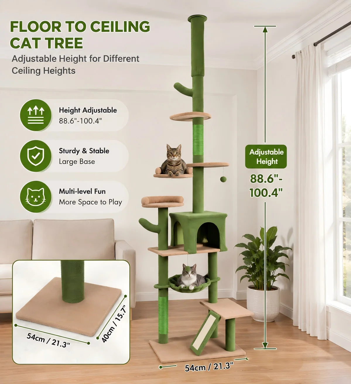 Cactus Shaped Indoor Cat Tree Tower With Scratching Posts