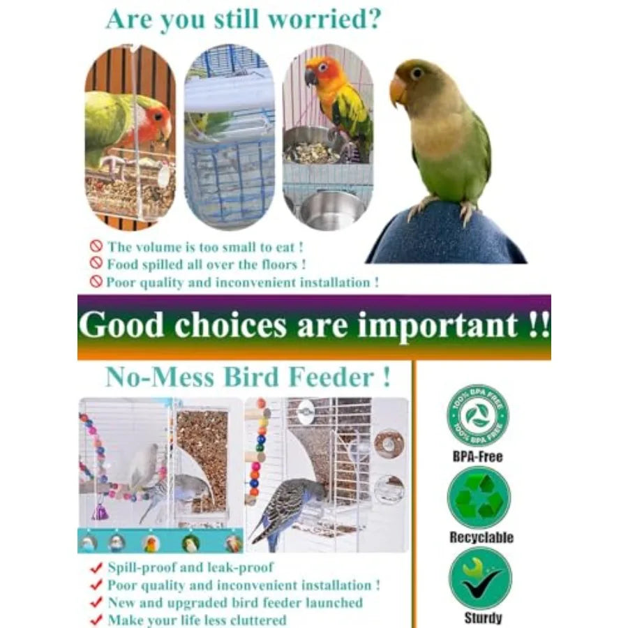Transparent Bird Feeder And Water Dispenser For Budgie Cage