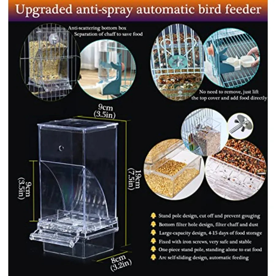 Transparent Bird Feeder And Water Dispenser For Budgie Cage