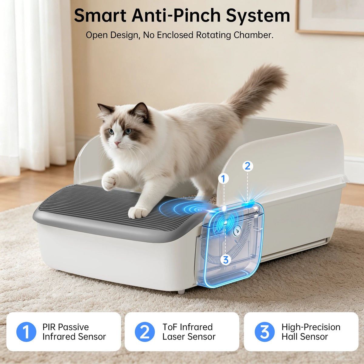 Smart App Automatic Self Cleaning Open Cat Litter Box