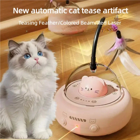 Automatic Electric Cat Teaser Toy With Interactive Feather Wand