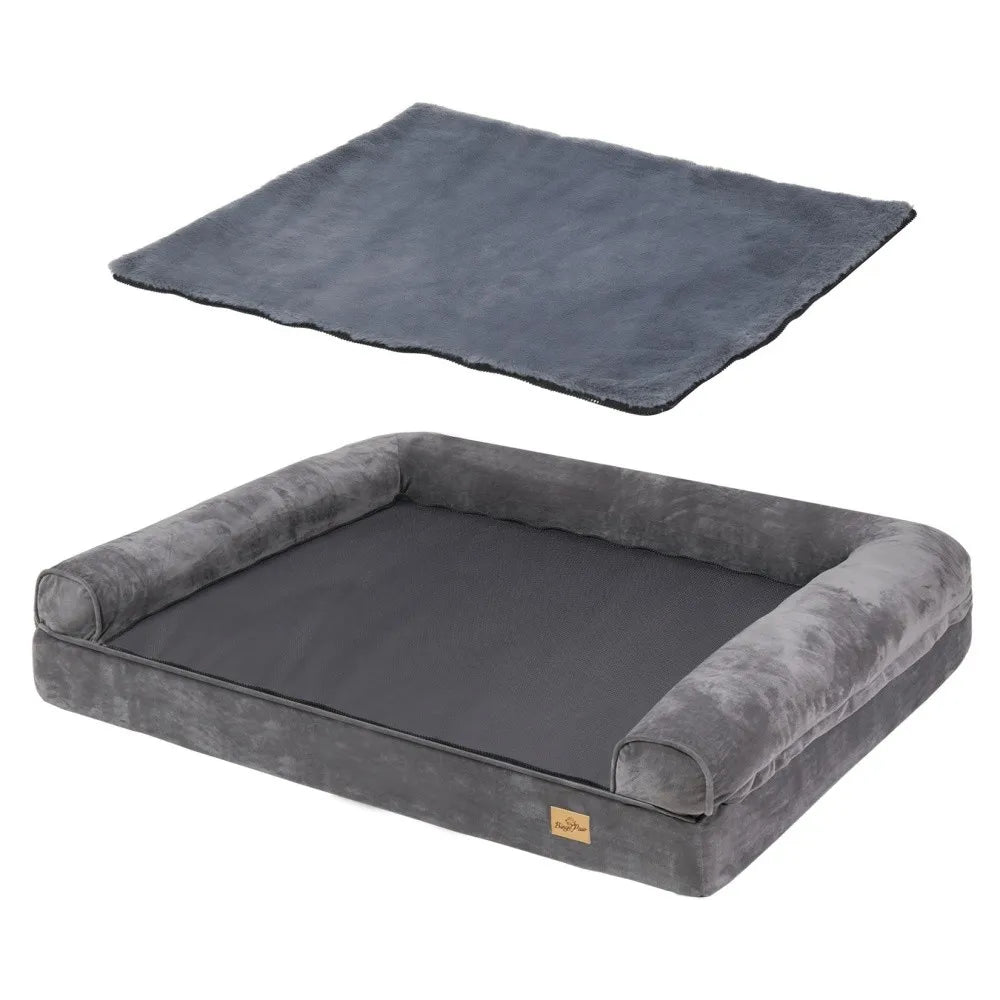 Borwart Orthopedic Memory Foam Dog Bed With Waterproof Removable Cover