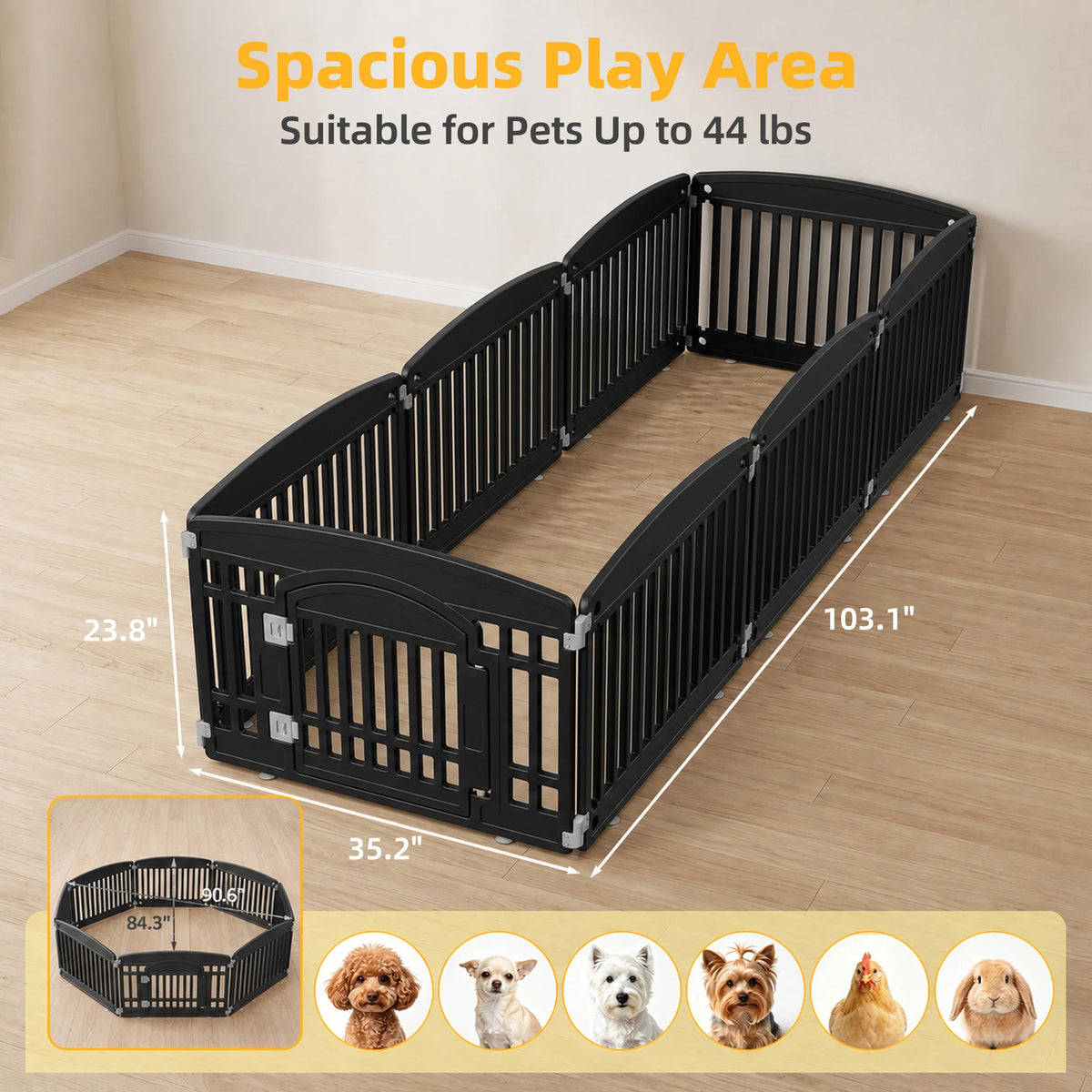 JHK Plastic Dog Playpen Expandable Pet Fence For Medium Dogs