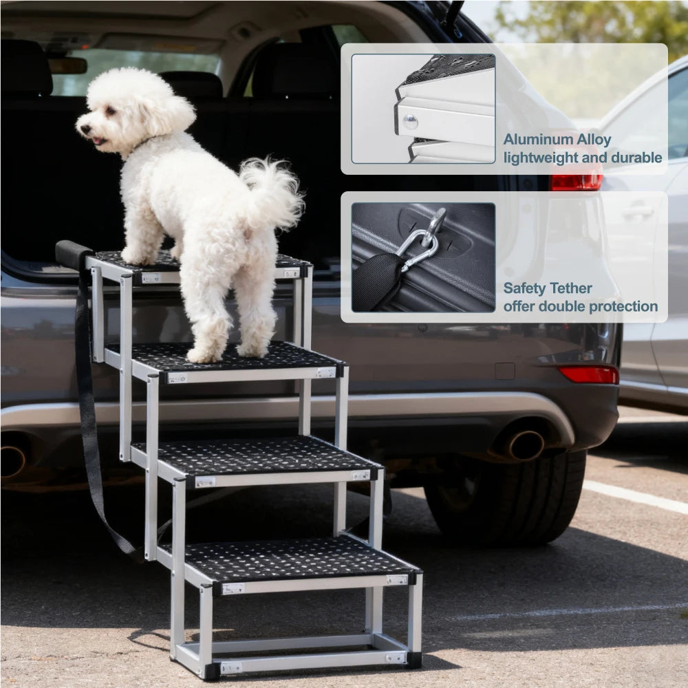 LISM Foldable Aluminum Dog Ramp With Non Slip Surface