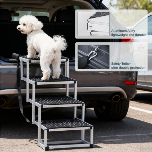 LISM Foldable Aluminum Dog Ramp With Non Slip Surface