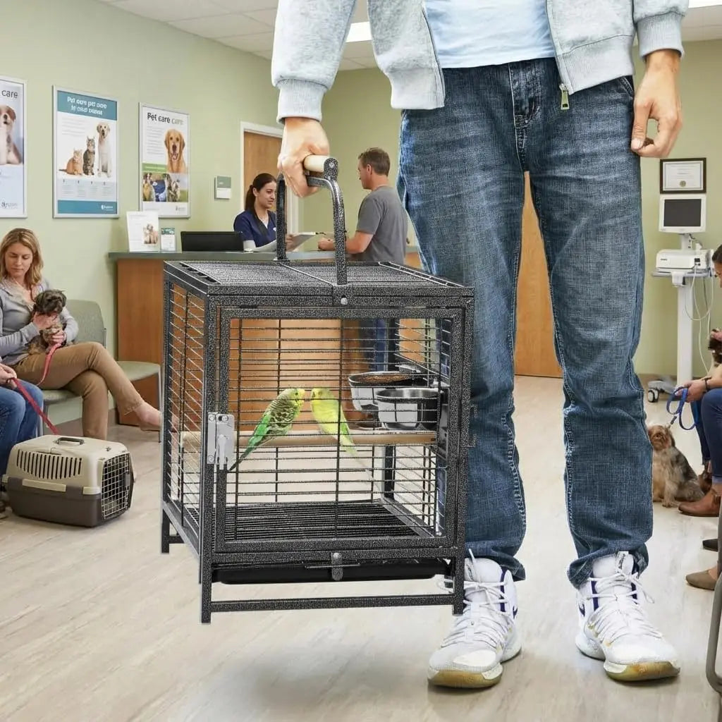 HiMISS Portable Bird Cage With Removable Tray And Perch