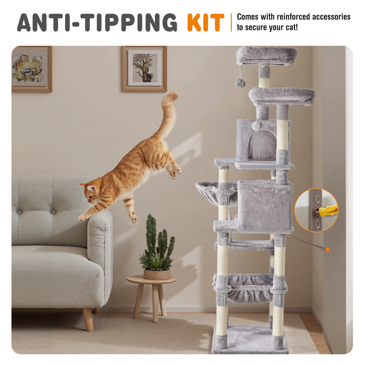 Jhk Multi Level Cat Tree For Indoor Cats With Sisal