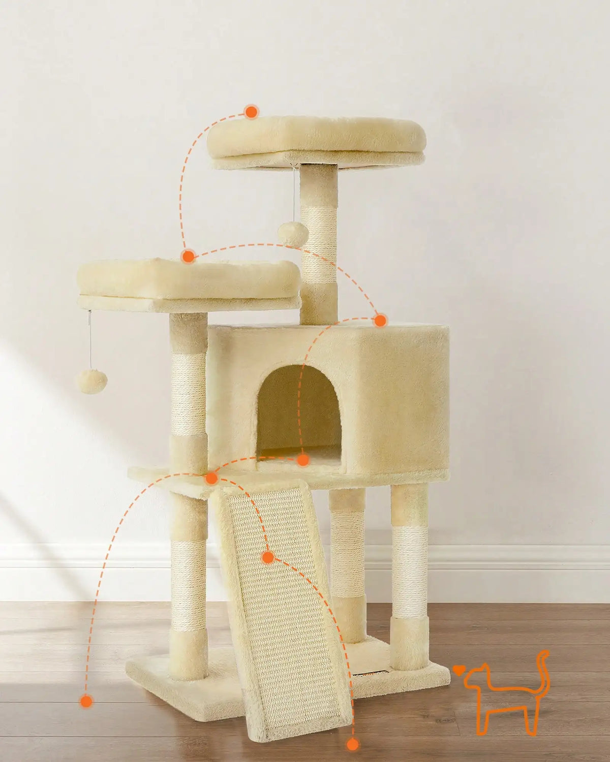 Multi-Level Cat Tower with Scratching Post and Climbing Ramp Perch