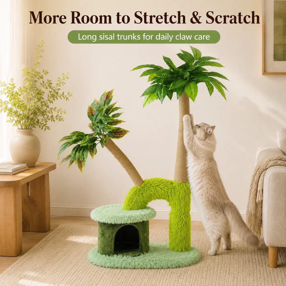 Double Tier Cat Tree With Cozy Perch And Scratching Post