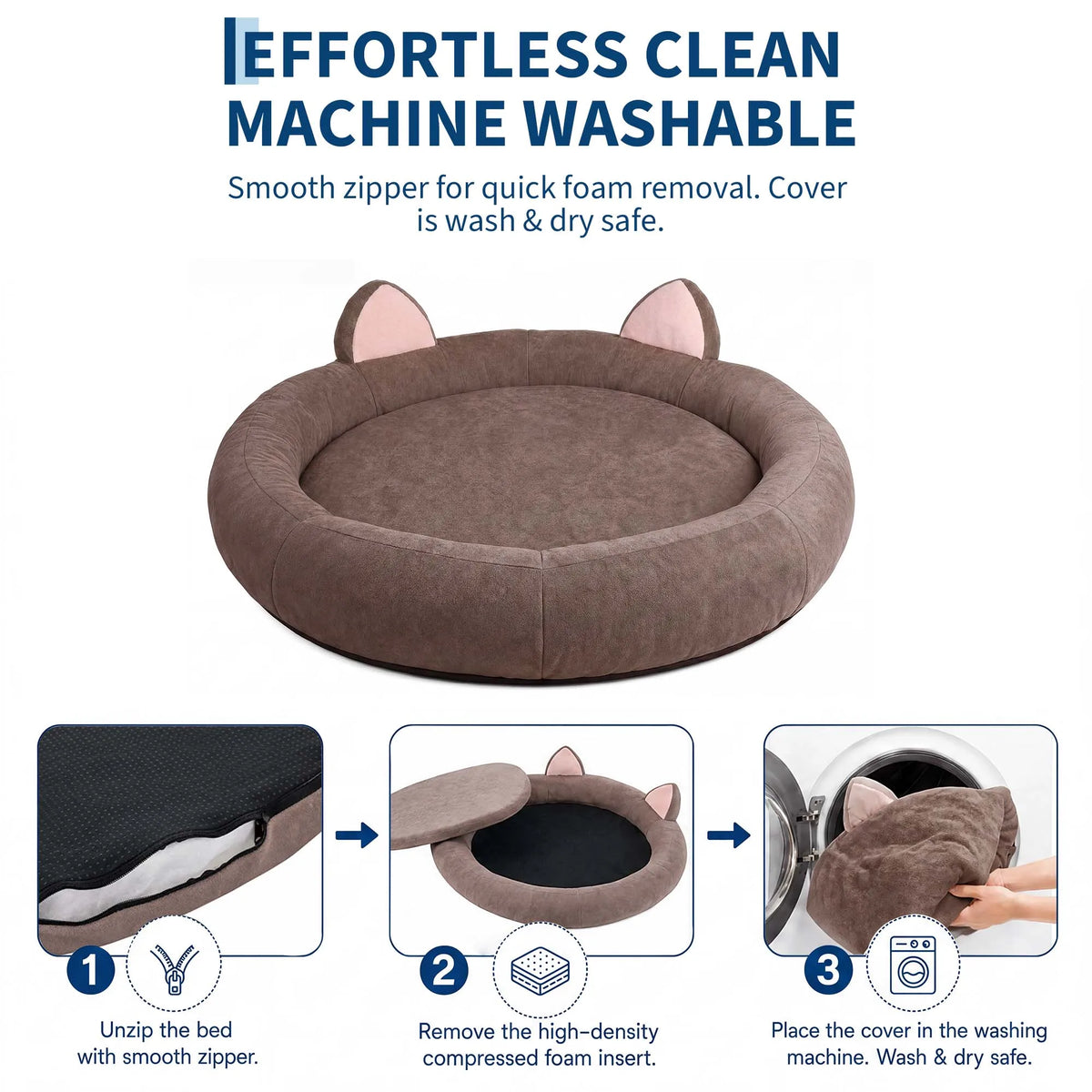 Premium Round Memory Foam Orthopedic Dog Bed With Bolster