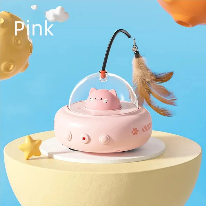 Automatic Electric Cat Teaser Toy With Interactive Feather Wand