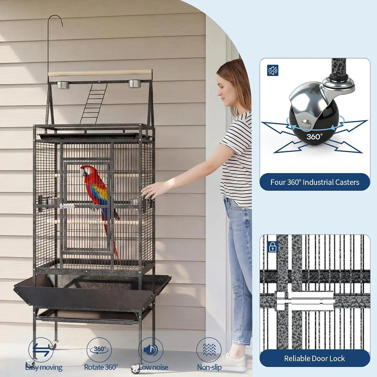 Premium Metal Aviary Bird Cage With Stand For Active Birds