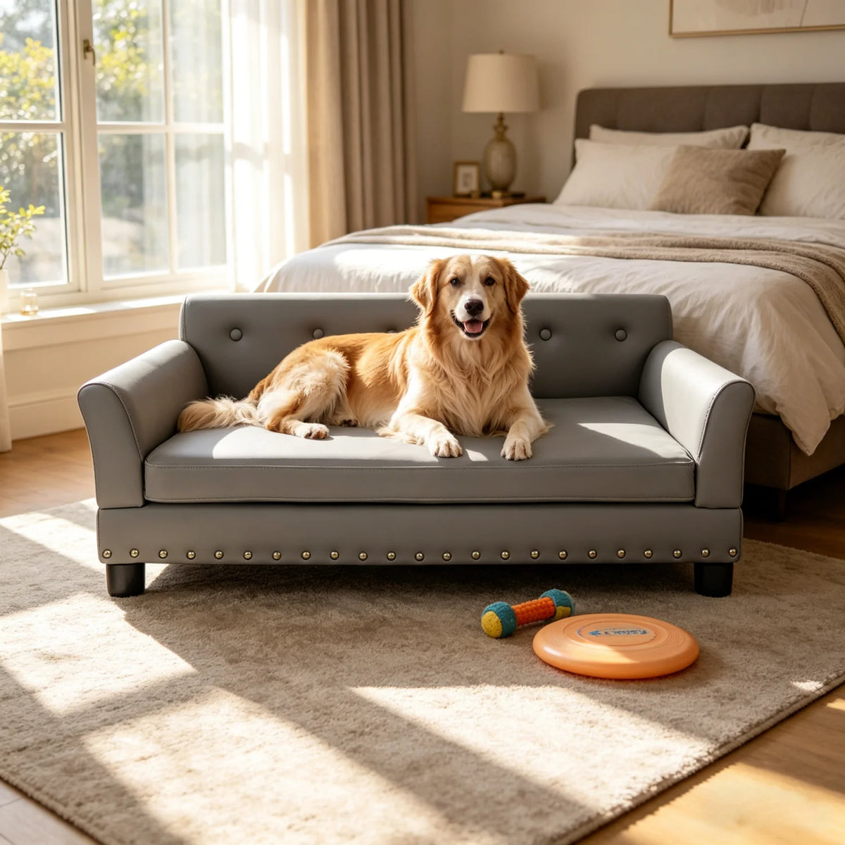 BINGOPAW Elevated Dog Sofa With Microfiber Cover Removable Cushion