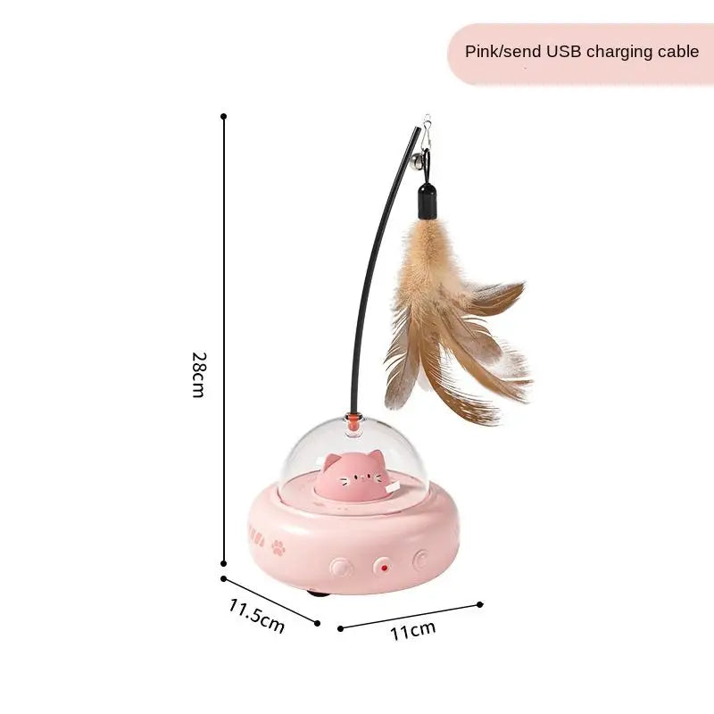 Automatic Electric Cat Teaser Toy With Interactive Feather Wand