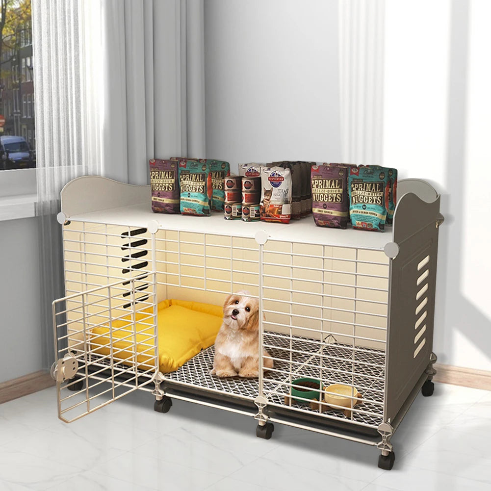 Indoor Wire Dog Crate With Wheels And Slide Out Tray