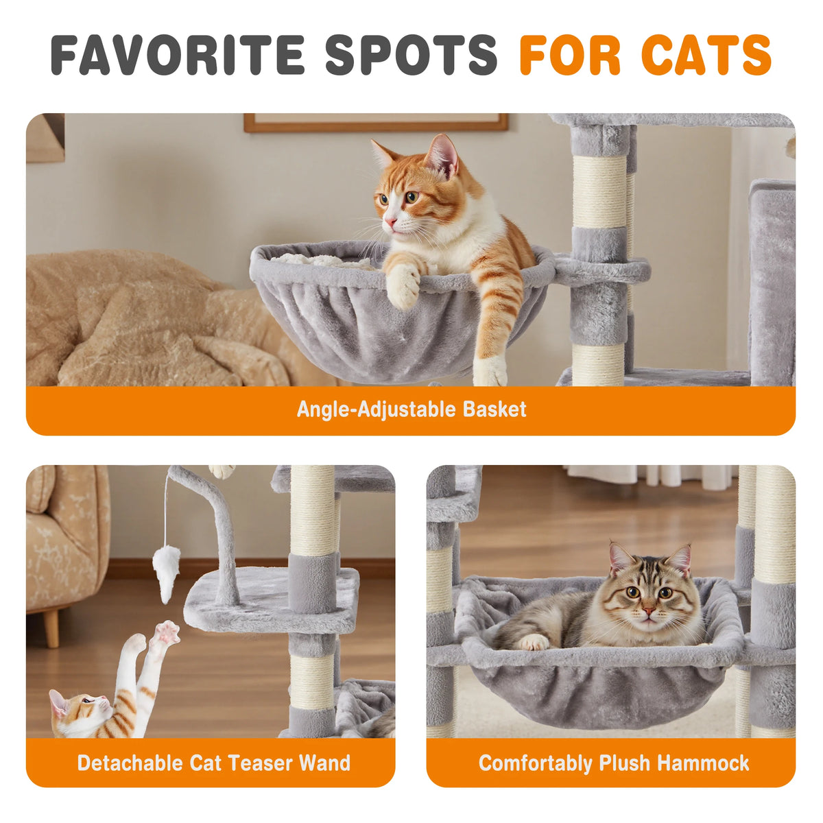 Jhk Multi Level Cat Tree For Indoor Cats With Sisal