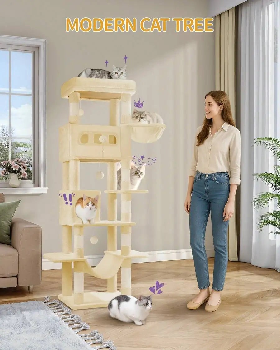 Multi Level Cat Tree Tower With Hammock And Scratching Posts