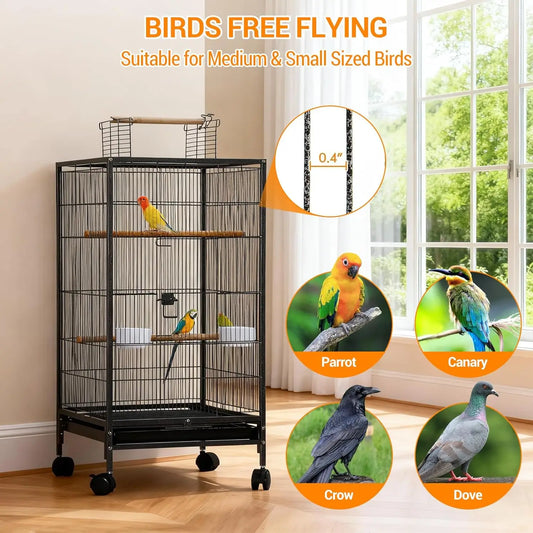 Studyset Wrought Iron Bird Cage with Rolling Stand