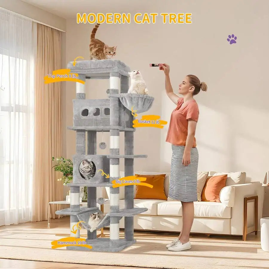 Multi Level Cat Tree Tower With Hammock And Scratching Posts