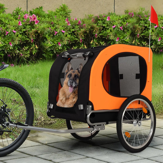 Foldable Dog Bike Trailer With Waterproof Cover And Windows