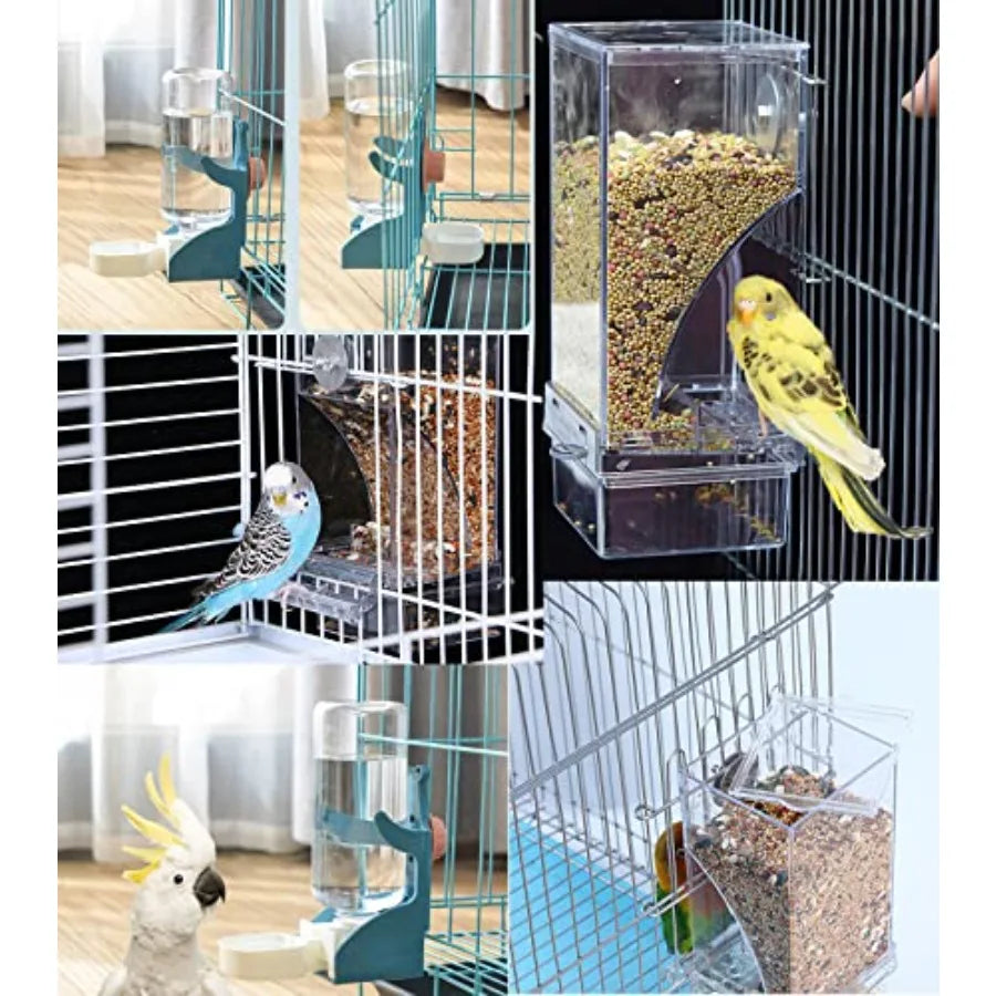 Transparent Bird Feeder And Water Dispenser For Budgie Cage