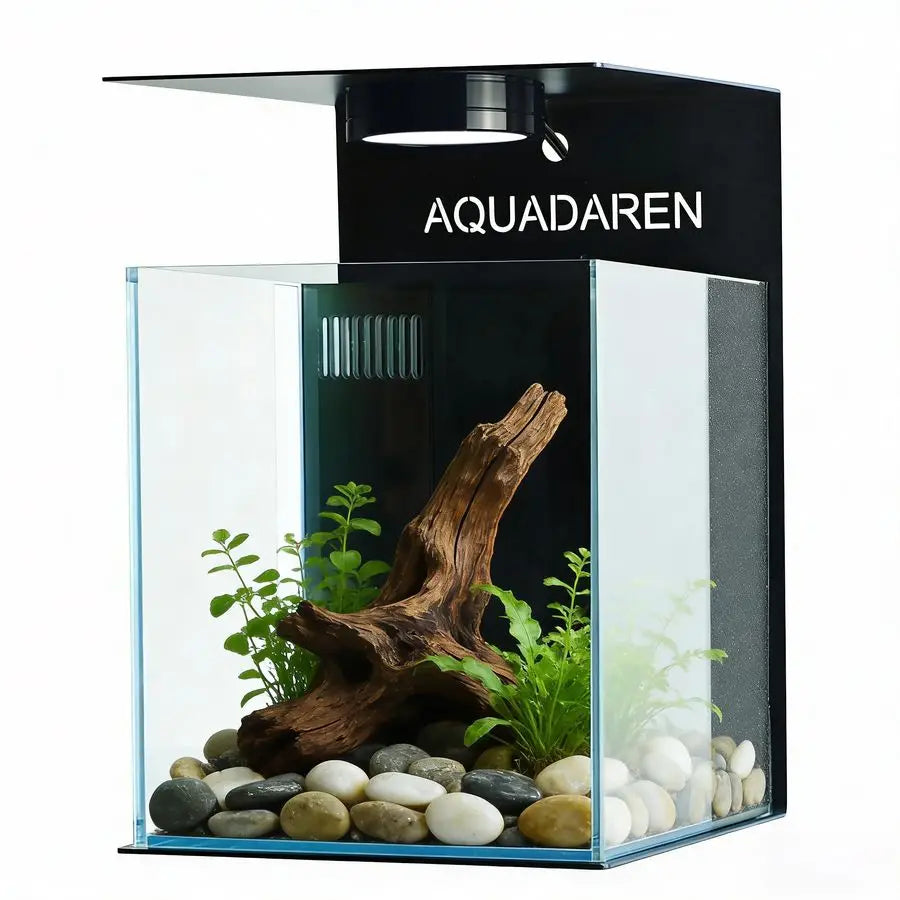 Fish Tank Kit, 2.5 Gallon Betta Fish Aquariums with Filter,Filter Floss,Iron Bracket amp Light,Fish Tanks for Starter, Black7.8L