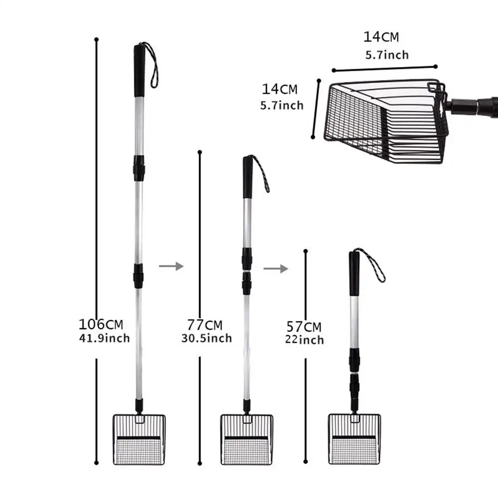 Extendable Cat Litter Scoop & Chicken Coop Rake, Retractable Waste Cleaning Tool For Cat Litter Box, Coop, Garden