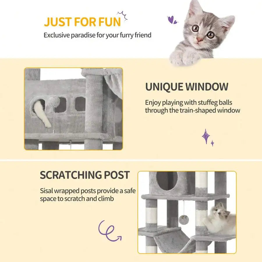 Multi Level Cat Tree Tower With Hammock And Scratching Posts