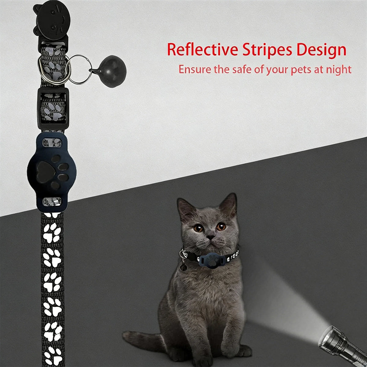 Reflective AirTag Cat Collar Quick Release Waterproof Anti Lost Pet