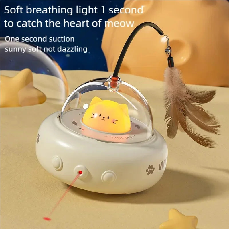 Automatic Electric Cat Teaser Toy With Interactive Feather Wand