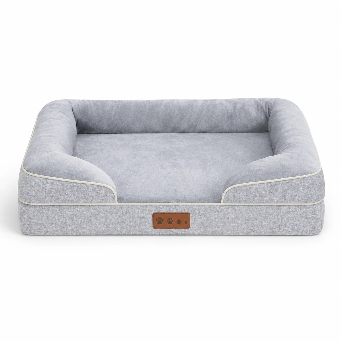 Orthopedic Memory Foam Dog Bed With Raised Bolster Cover
