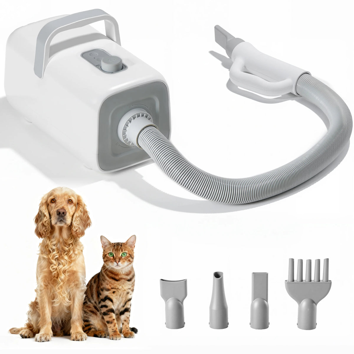 Low Noise Pet Grooming Vacuum Hair Dryer With Four Nozzles