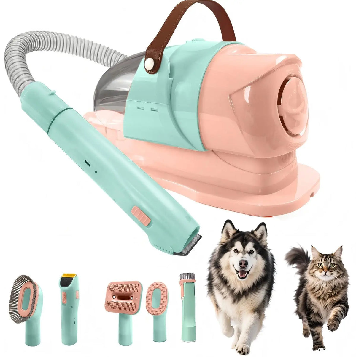 Pet Grooming Vacuum Kit With Hair Removal Clippers For Dogs