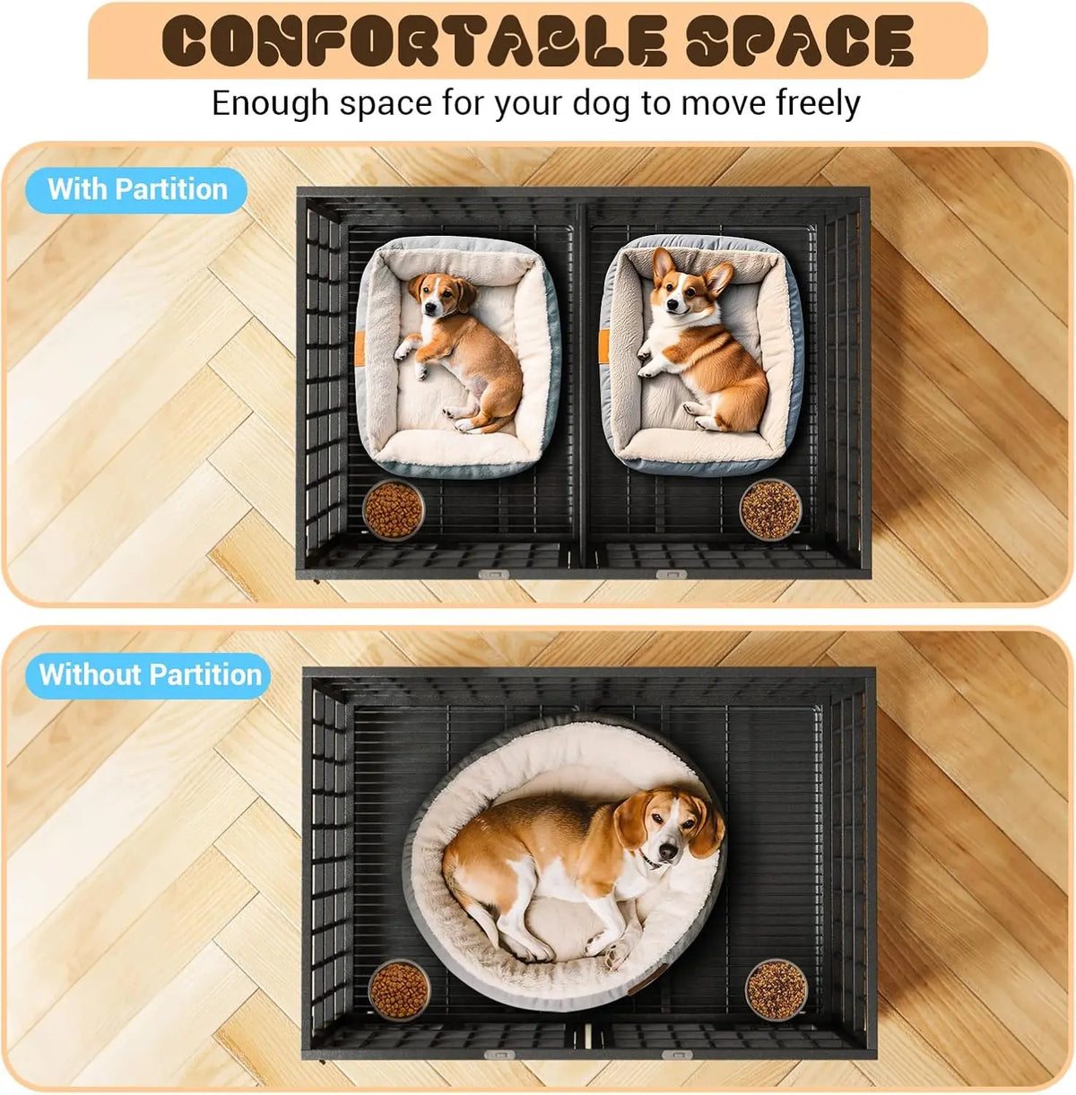 Heavy Duty Metal Dog Crate With Double Door And Wheels