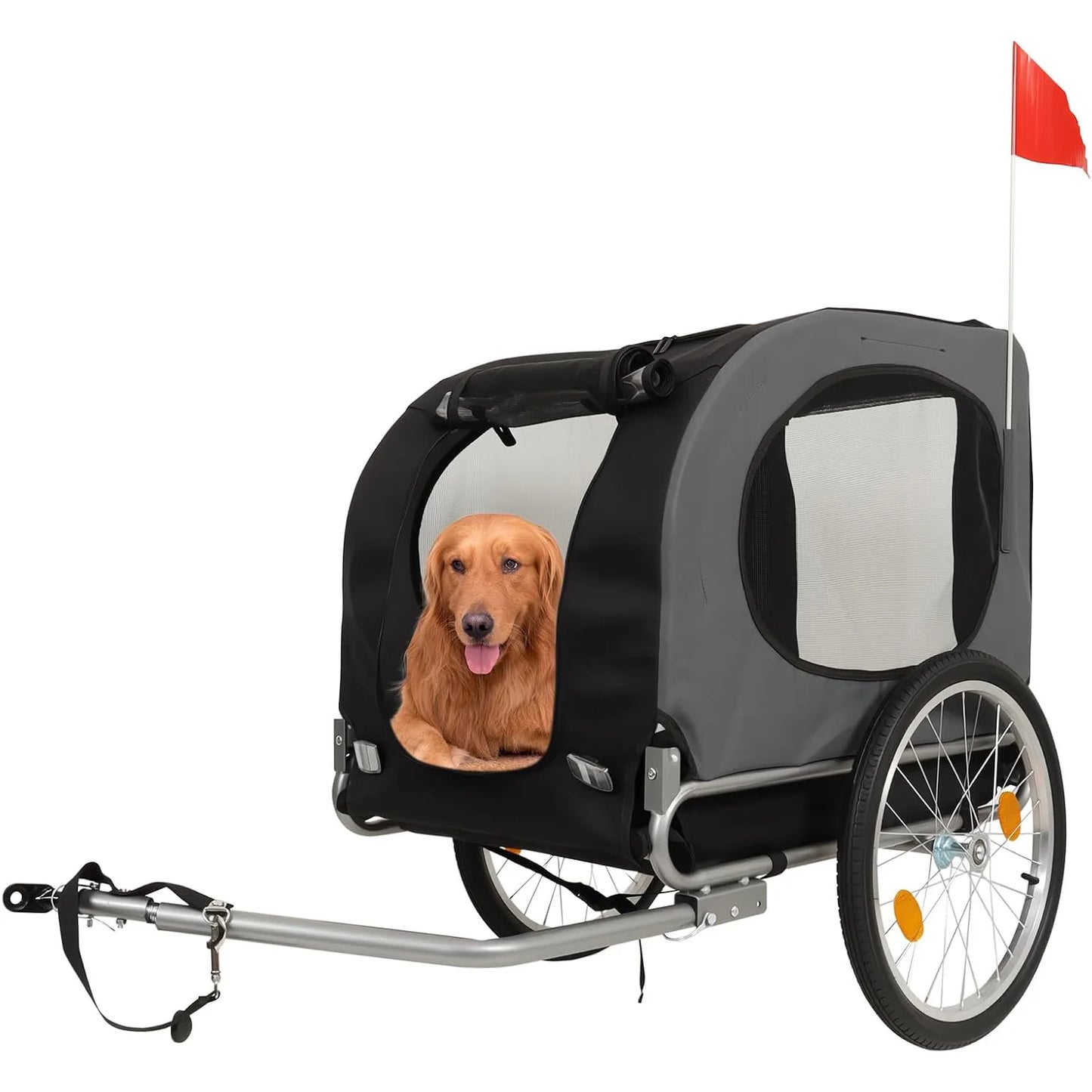 Steel Dog Bike Trailer with Universal Bicycle Coupler Folding Pet Cart Bicycle Carrier Max 40kg Water Resistant Pet Bike Trailer