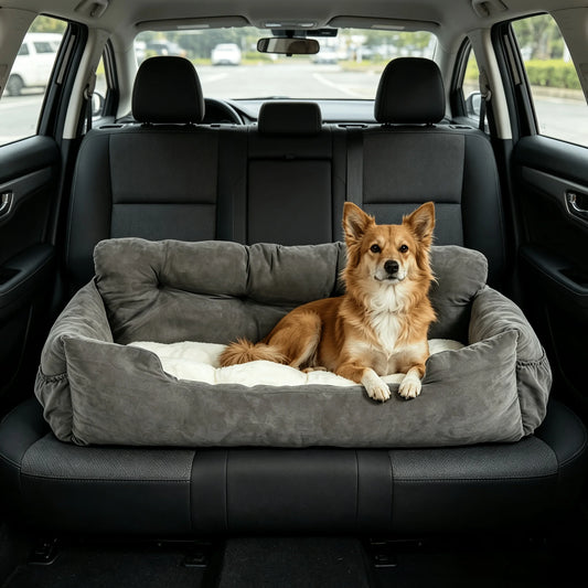 Waterproof Dog Car Booster Seat With Safety Leash Storage Pockets
