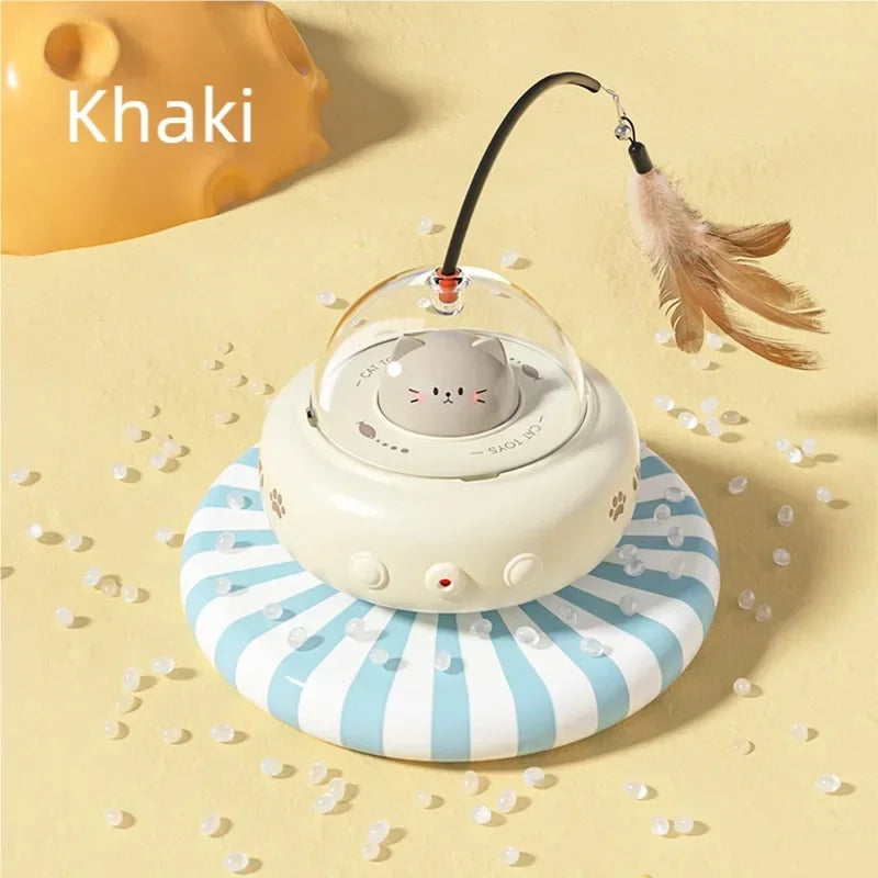 Automatic Electric Cat Teaser Toy With Interactive Feather Wand