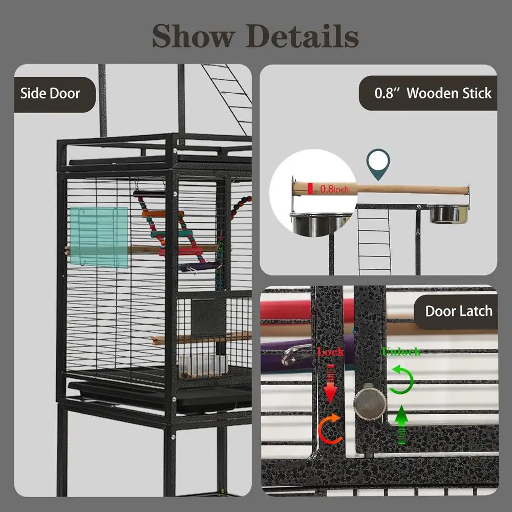 51" Small Bird Cage with Stand,ParaCage, Parrot cage with ParaToys, Bird Cage Accories,Birdcage Covers or Lovebirds Cockatiel Co