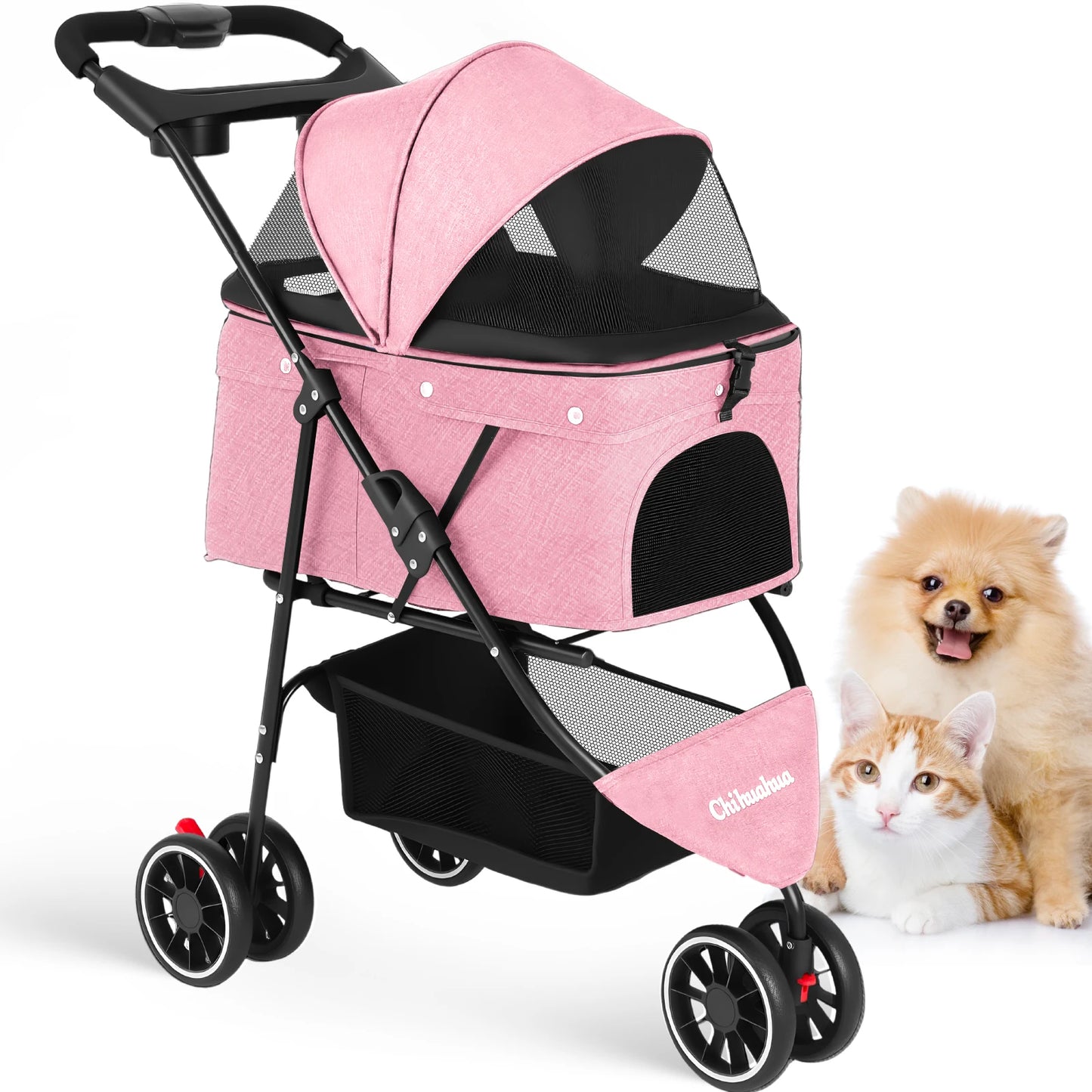 CHIHUAHUA Pet Stroller For Cats And Dogs Three Wheel Foldable