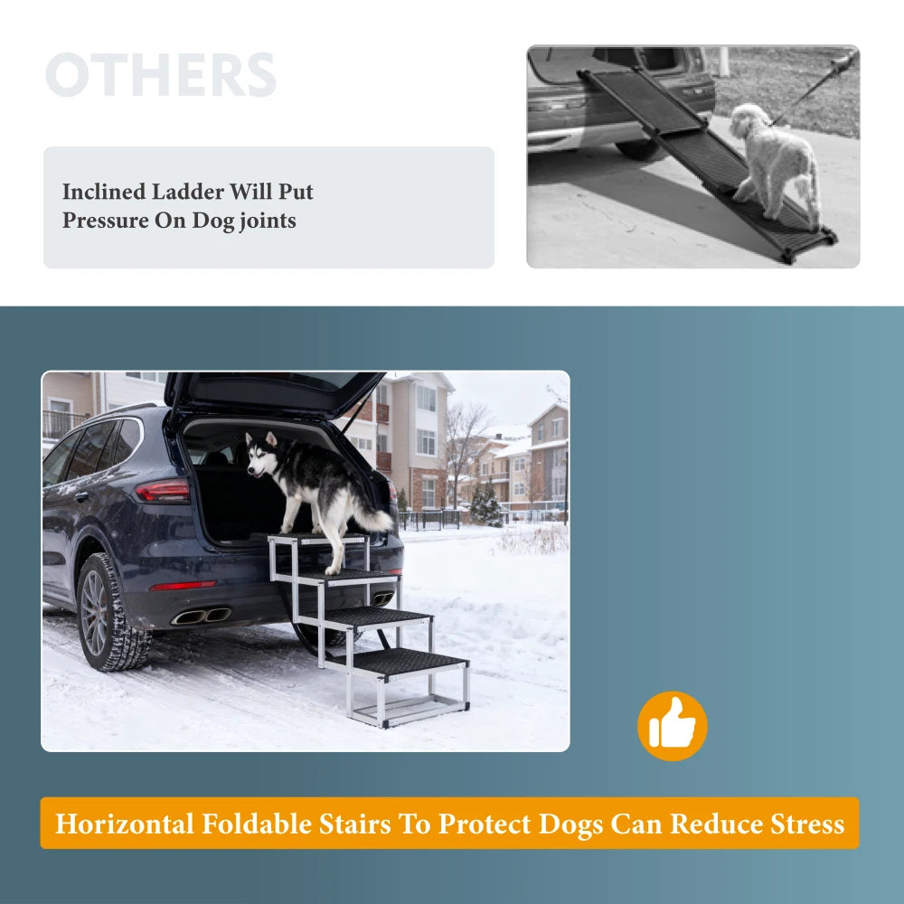 LISM Foldable Aluminum Dog Ramp With Non Slip Surface