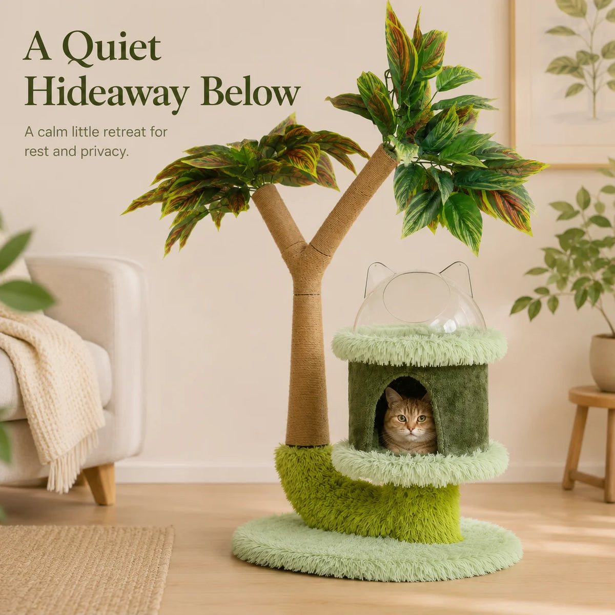 Mango Tree Cat Tree For Small Cats Double Tier Scratching Post Natural Sisal