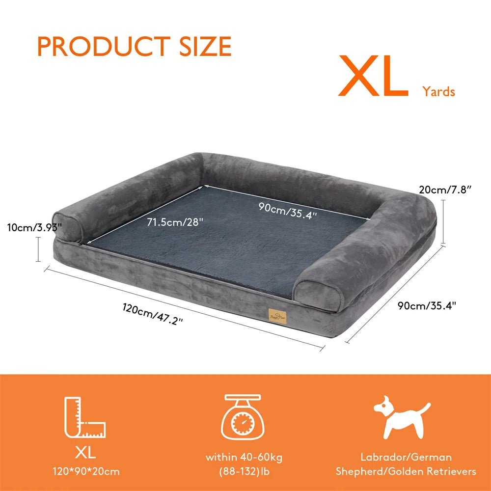 Borwart Orthopedic Memory Foam Dog Bed With Waterproof Removable Cover