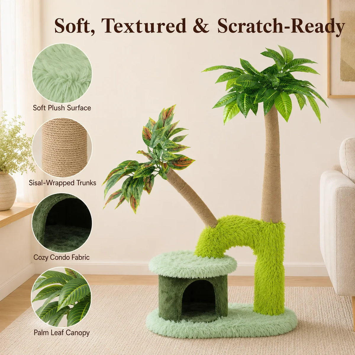 Double Tier Cat Tree With Cozy Perch And Scratching Post