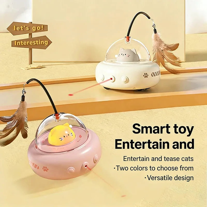 Automatic Electric Interactive Cat Laser And Feather Teaser Toy