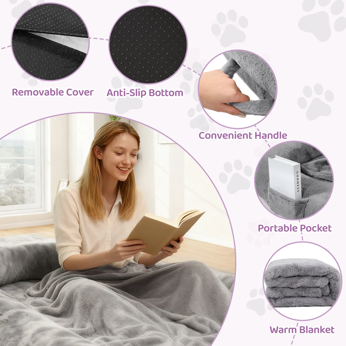 Orthopedic Faux Fur Human Dog Bed With Removable Cover